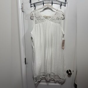 Indigo Rose Women's XL Beach Dress white Crochet Lace Top Coverup Lined Cottage